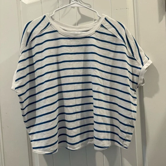 Blue & White Striped Crop Top - Picture 1 of 3